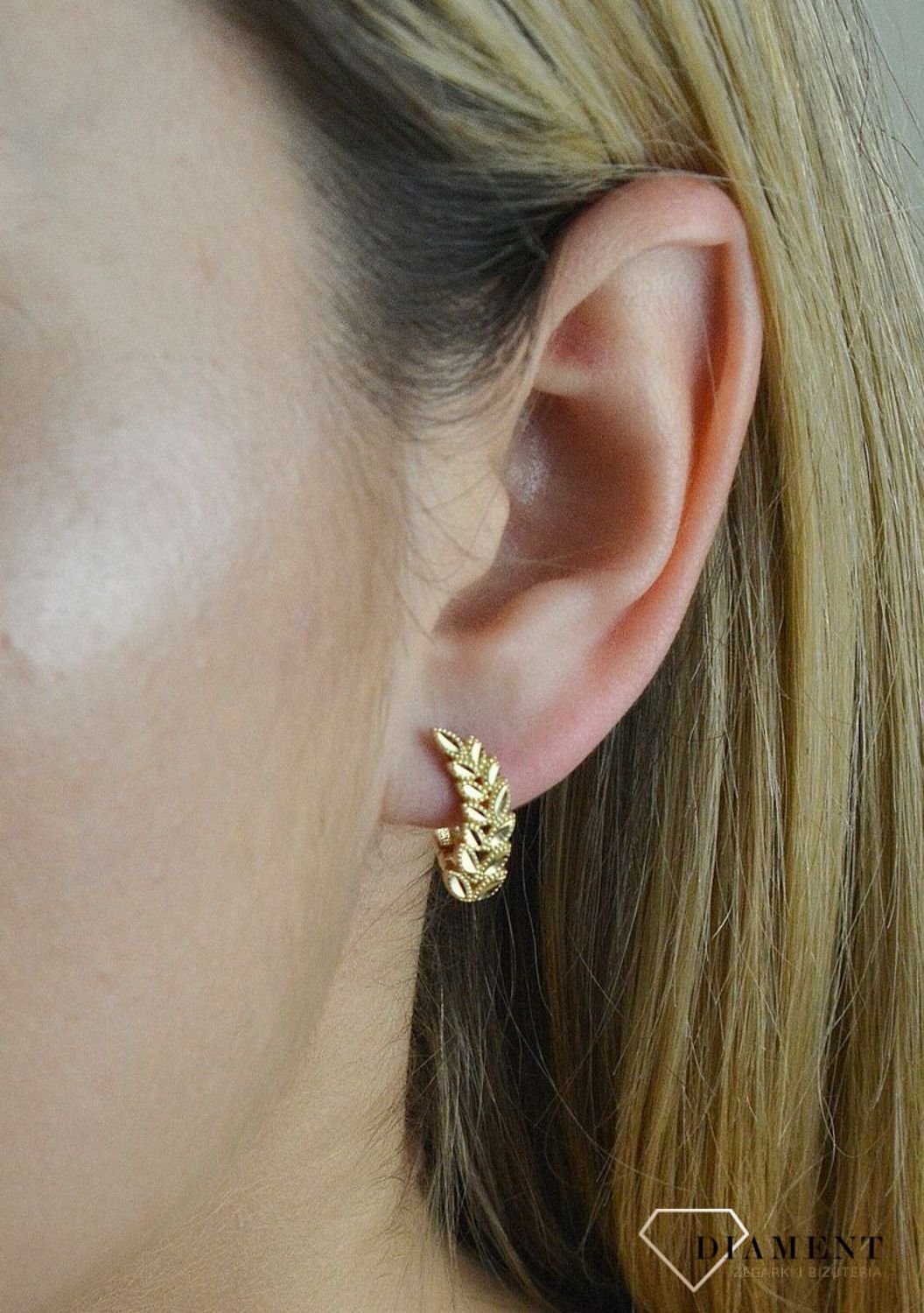 Złote kolczyki wiszące 585 listki KL 11335.jpg